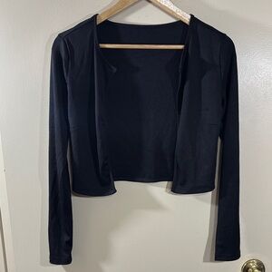 Yozy Black Ribbed Cropped Open Front Cardigan Size XS